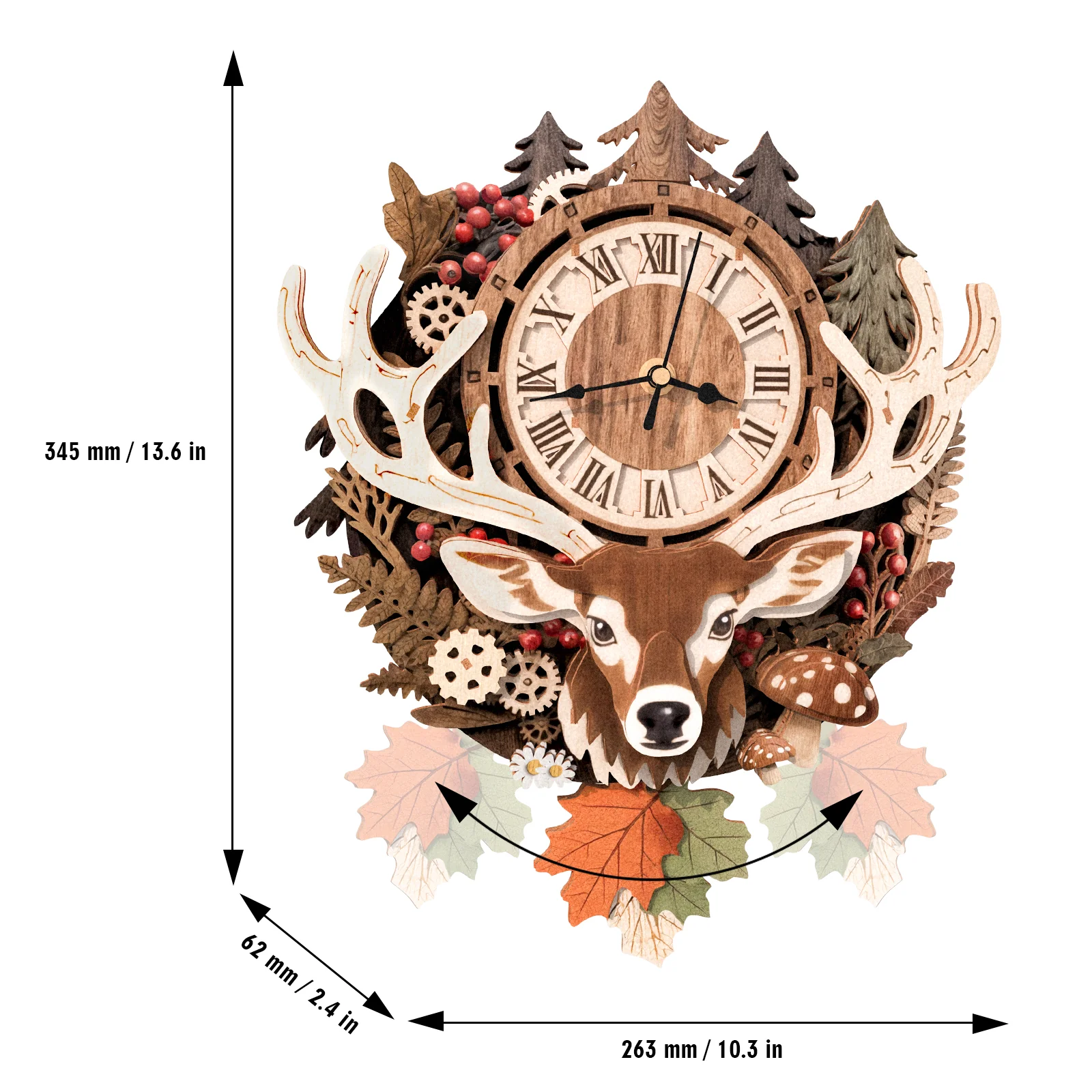 Reindeer– DIY Wooden Clock, 3D Puzzle Craft Kit - Image 4
