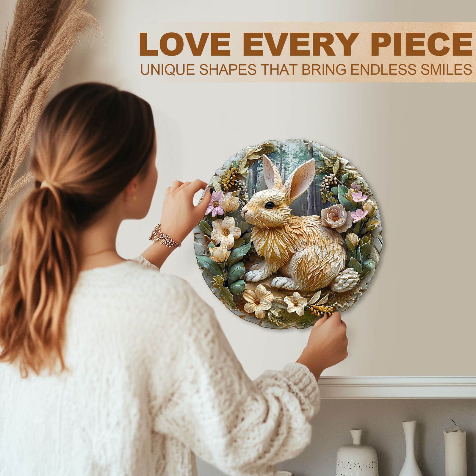 Relief Rabbit Wooden Jigsaw Puzzle - Image 11