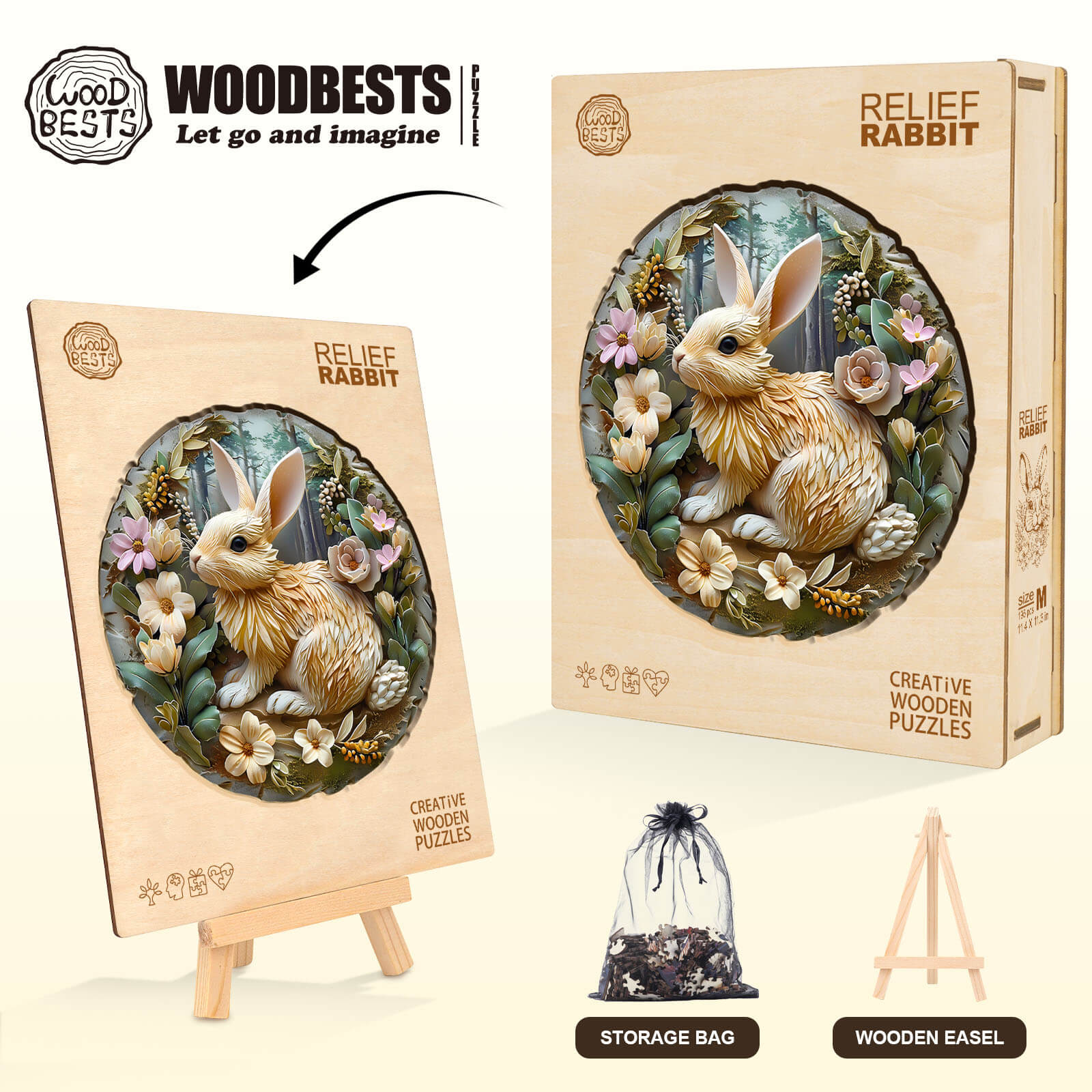 Relief Rabbit Wooden Jigsaw Puzzle - Image 7