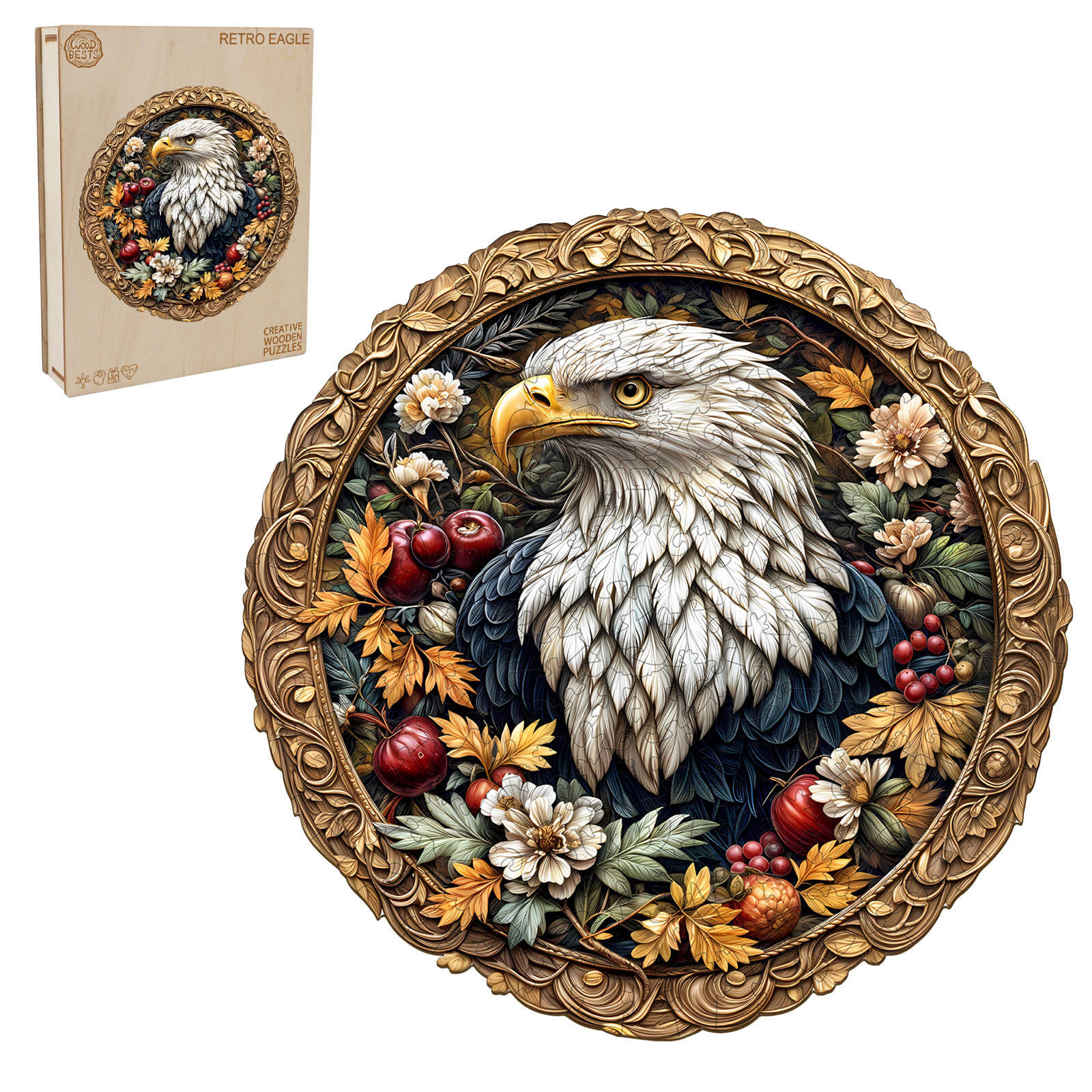 Retro Eagle Wooden Jigsaw Puzzle - Image 3