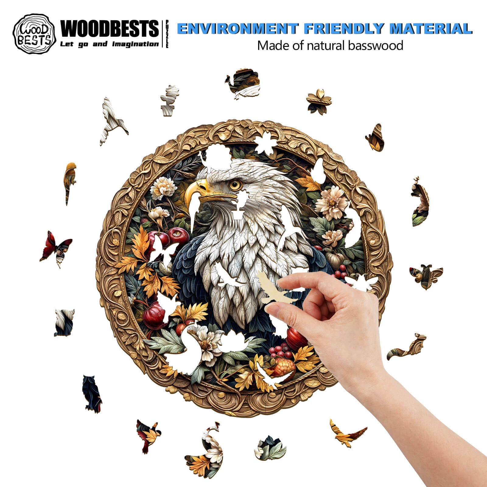 Retro Eagle Wooden Jigsaw Puzzle - Image 4