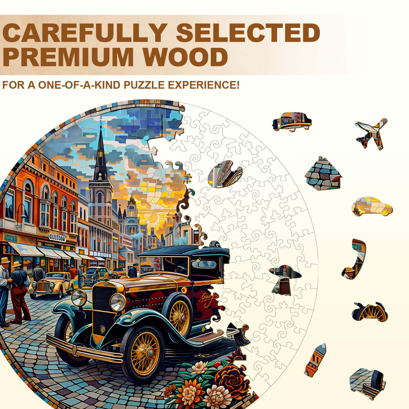 Retro Street Wooden Jigsaw Puzzle - Image 3