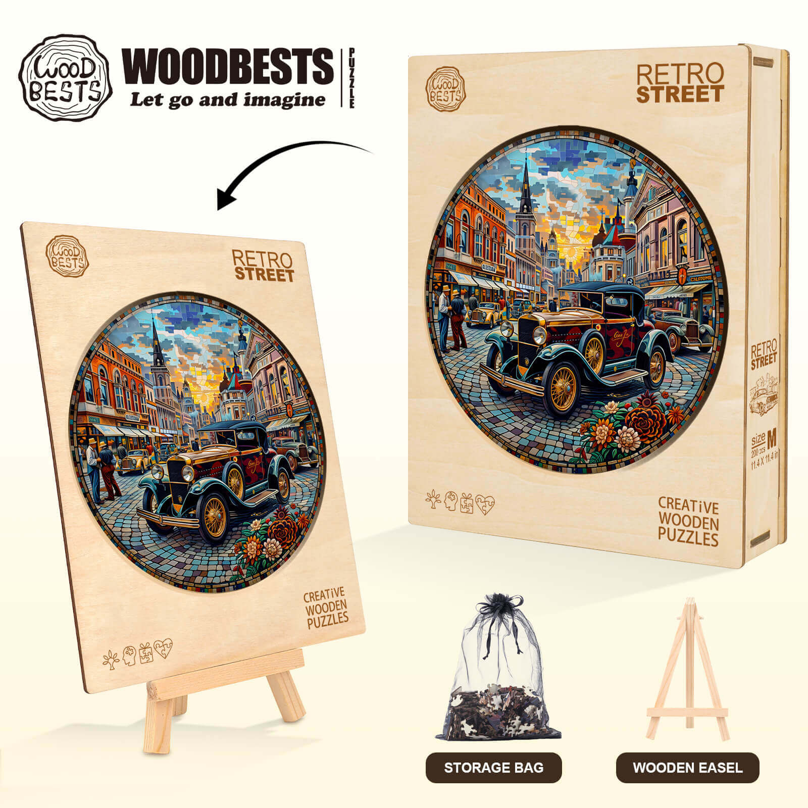 Retro Street Wooden Jigsaw Puzzle - Image 6