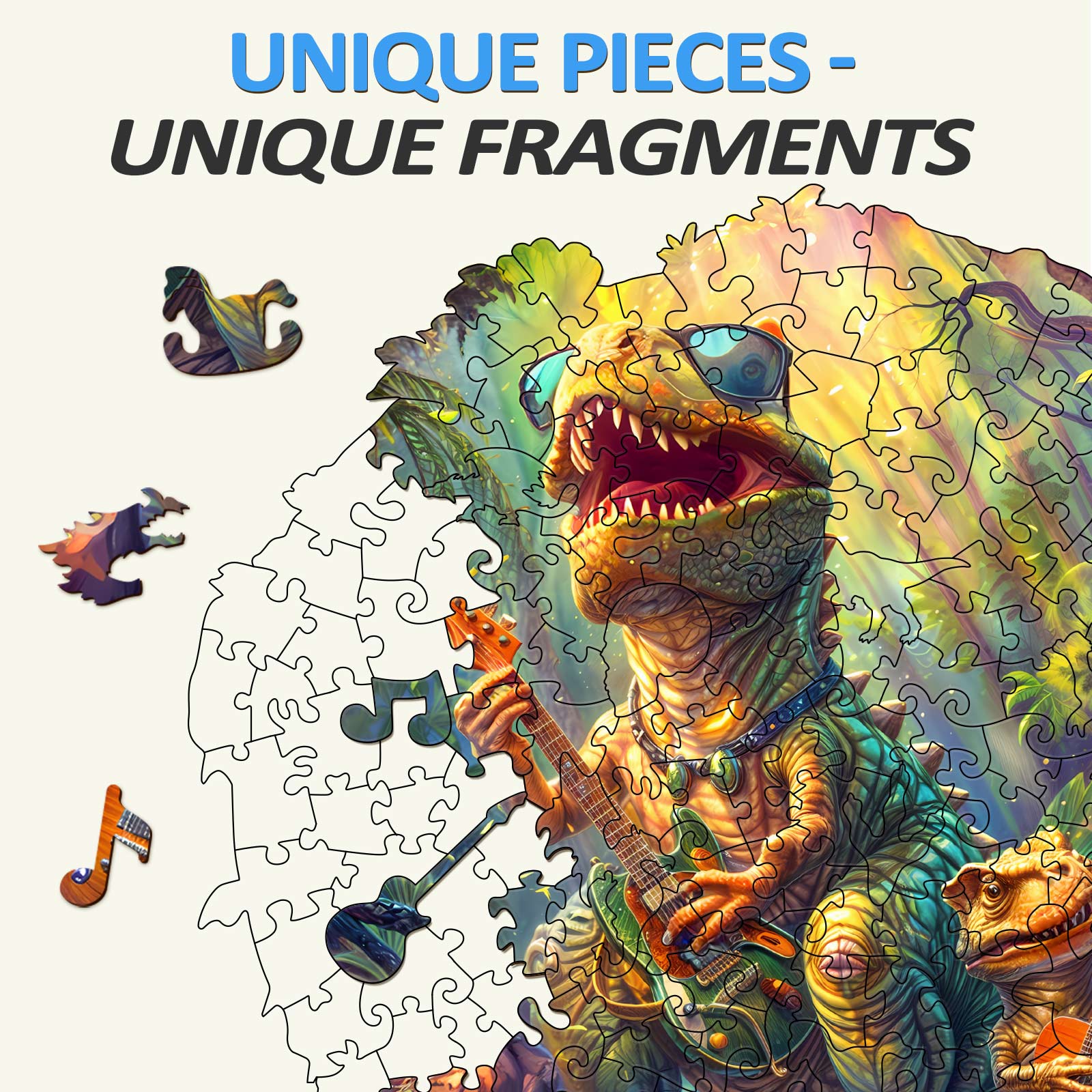 Rock Dinosaur-2 Wooden Jigsaw Puzzle - Image 3