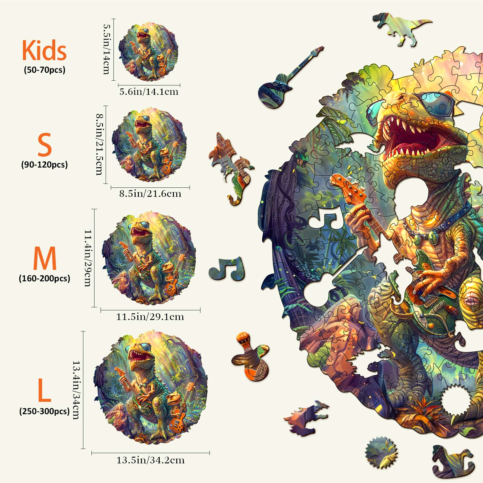 Rock Dinosaur-2 Wooden Jigsaw Puzzle - Image 4