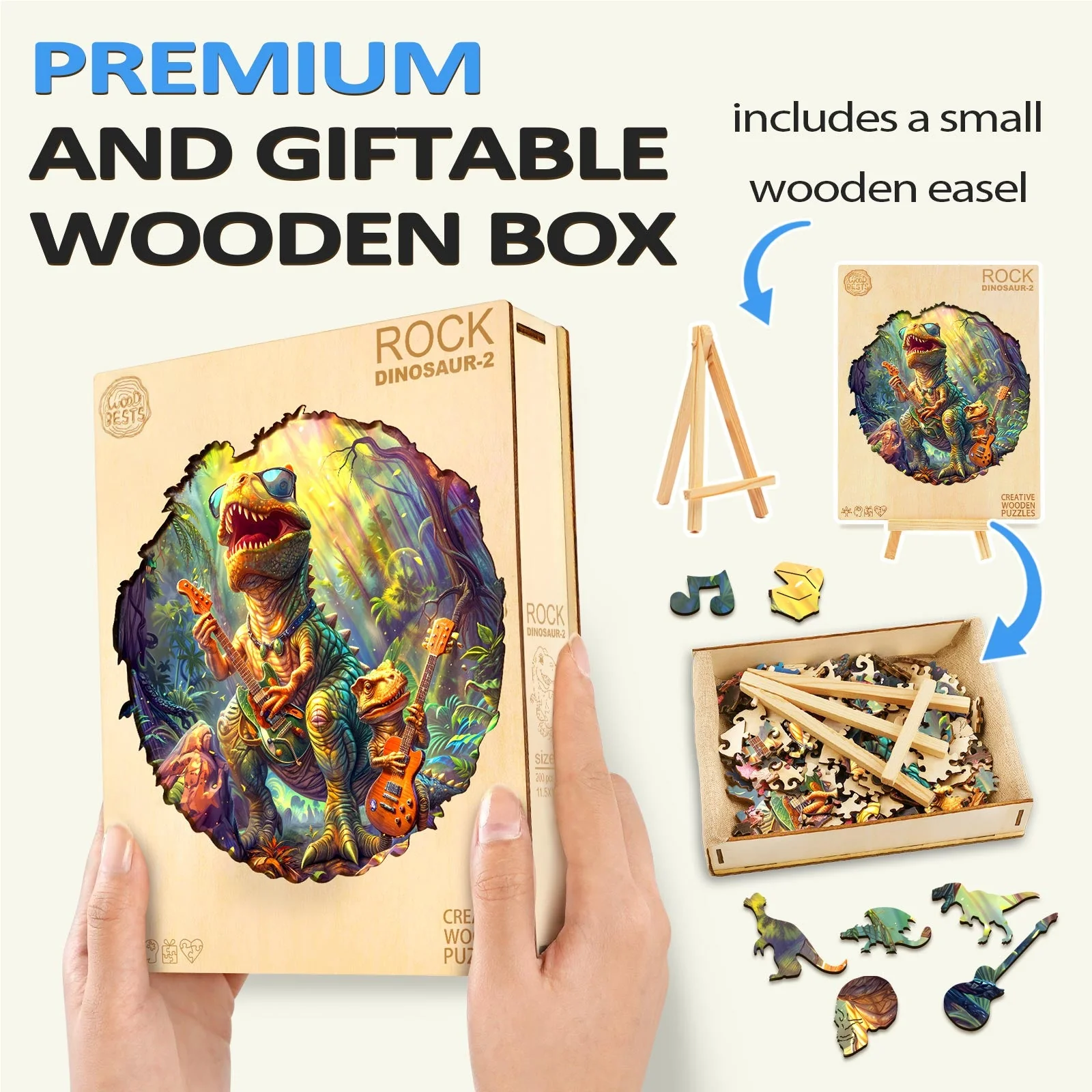 Rock Dinosaur-2 Wooden Jigsaw Puzzle - Image 7