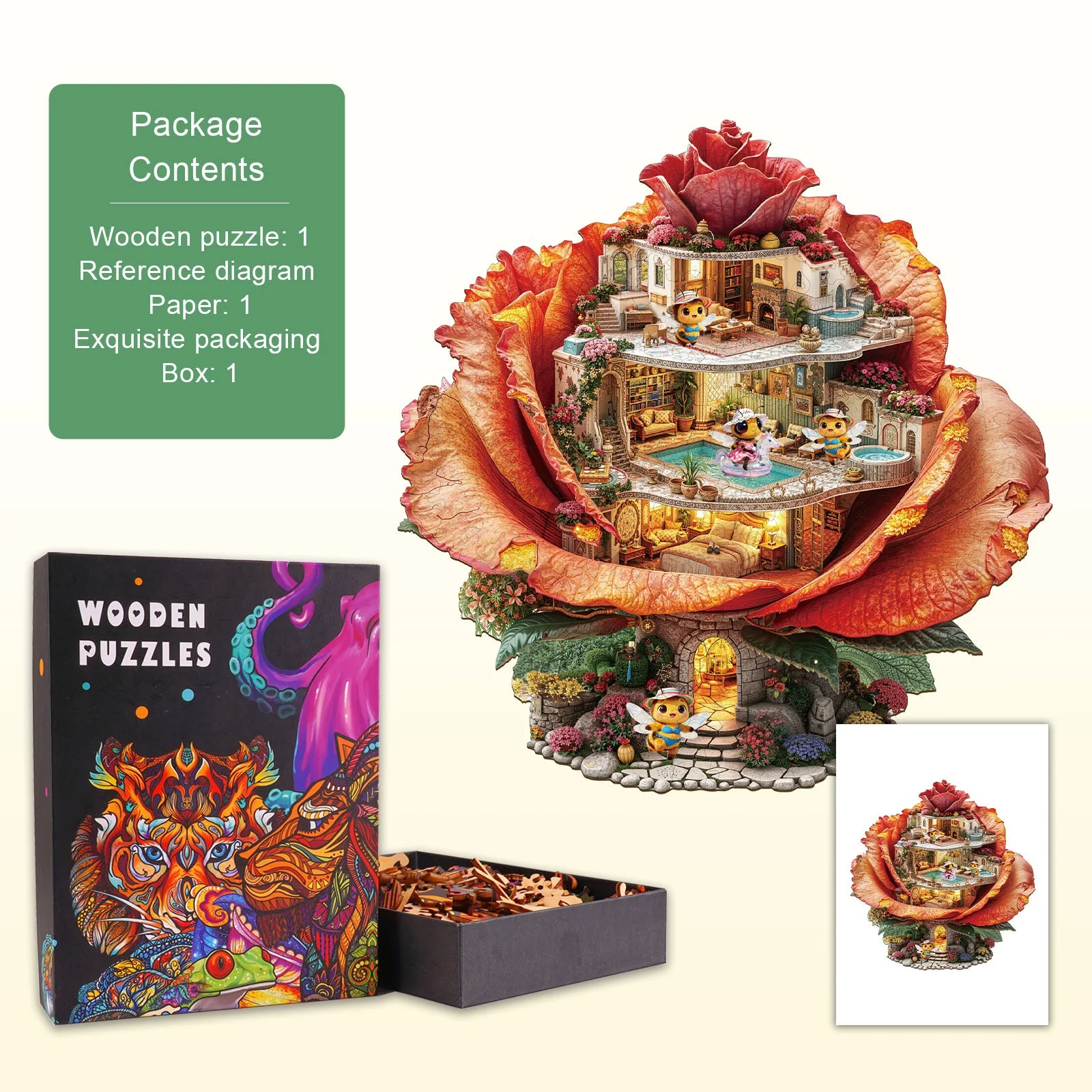 Rose Hostel Wooden Jigsaw Puzzle - Image 5