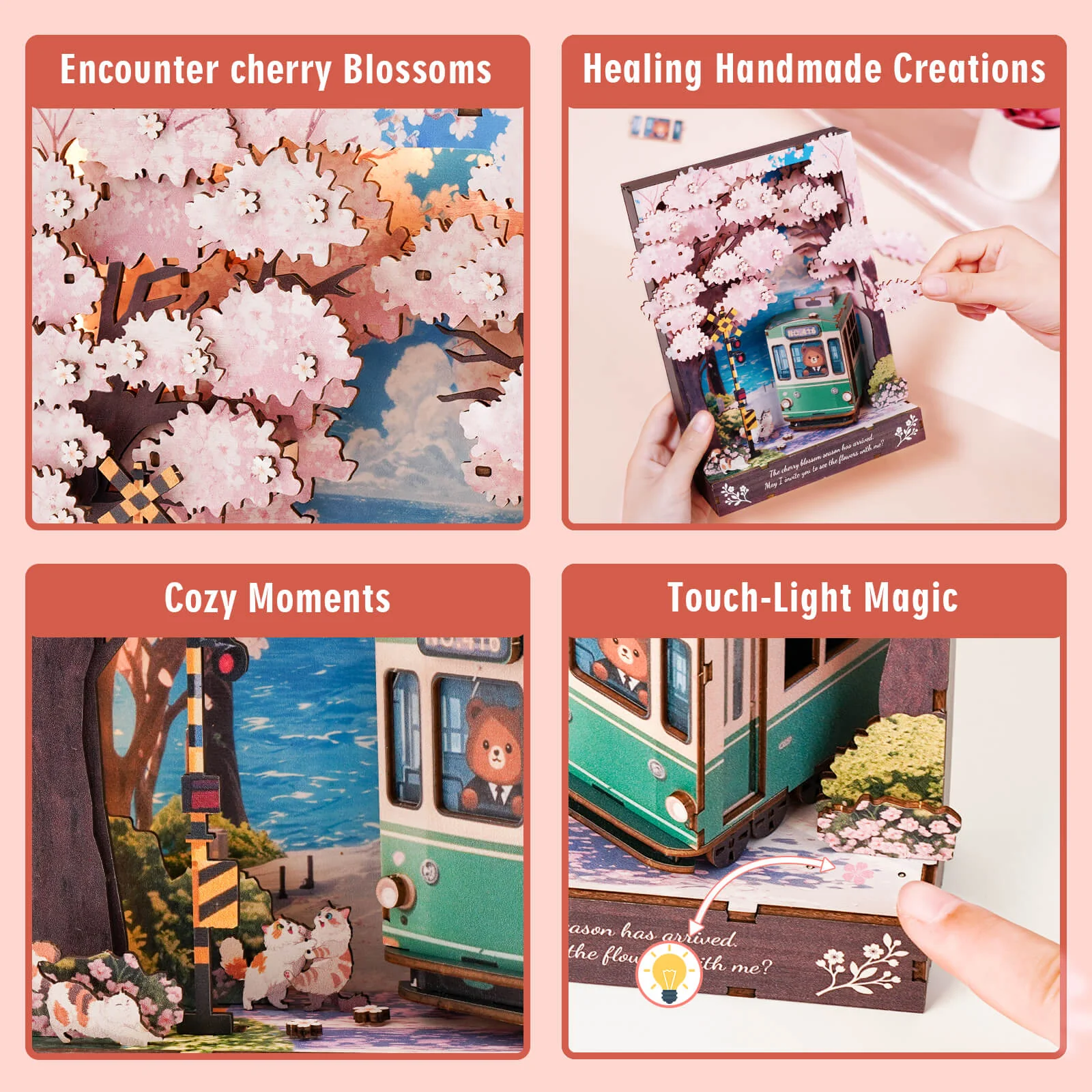Sakura Rendezvous – DIY Wooden Painting, 3D Puzzle Craft Kit - Image 4
