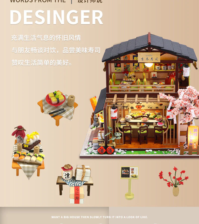Sakura Sushi House - DIY Dollhouse Kit,3D Wooden Puzzle - Image 3