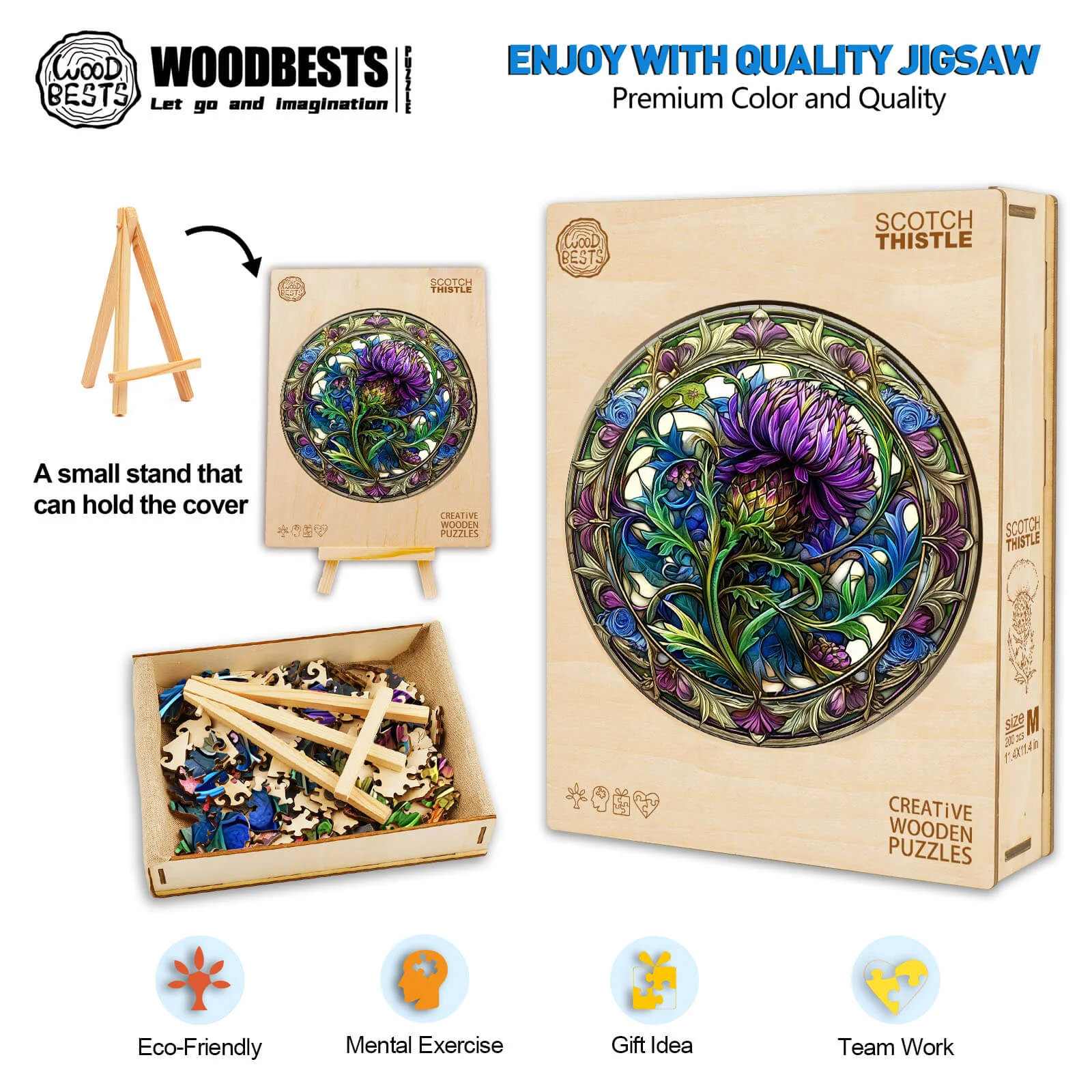 Scotch Thistle Wooden Jigsaw Puzzle - Image 6