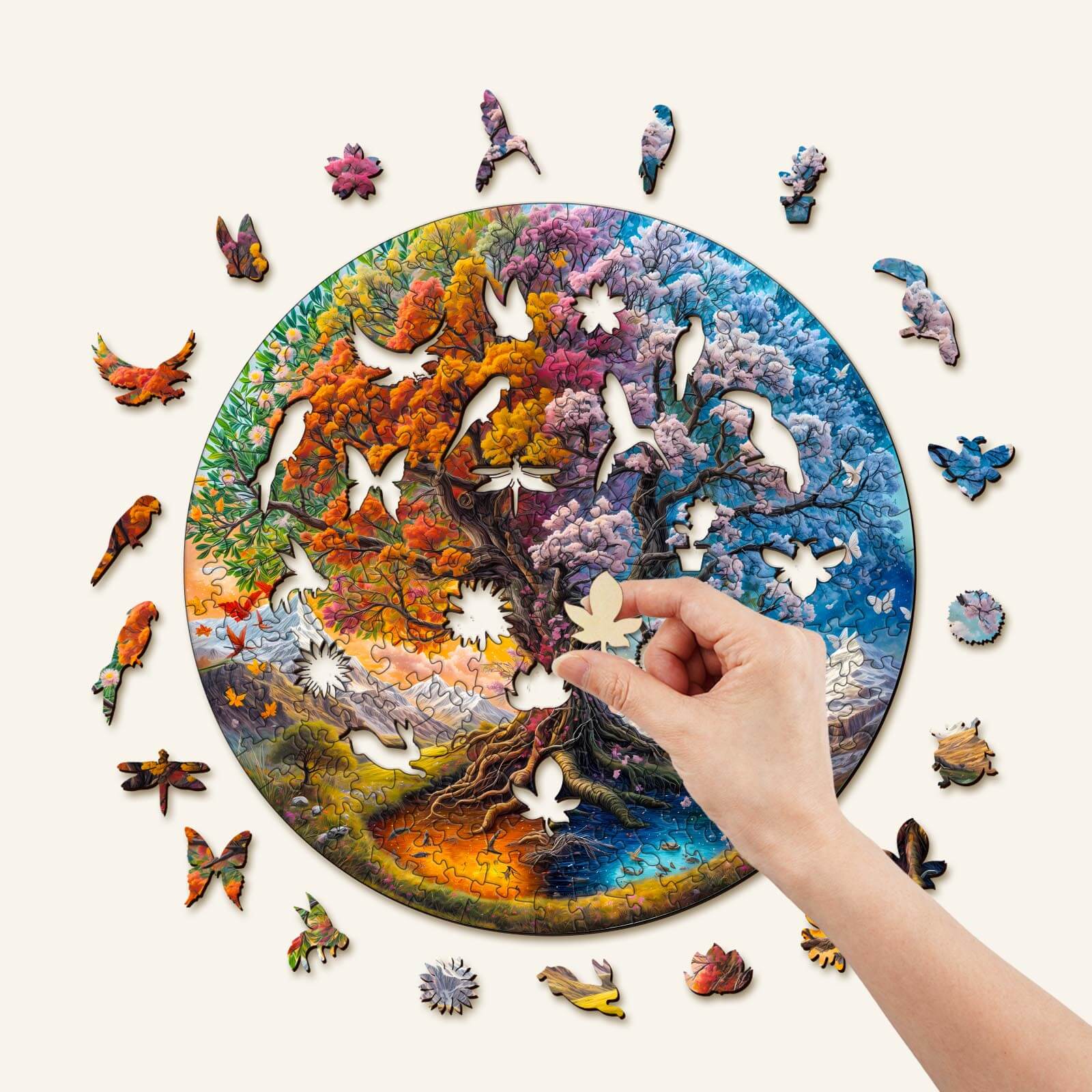 Seasonal Tree of Life-1 Wooden Jigsaw Puzzle - Image 2