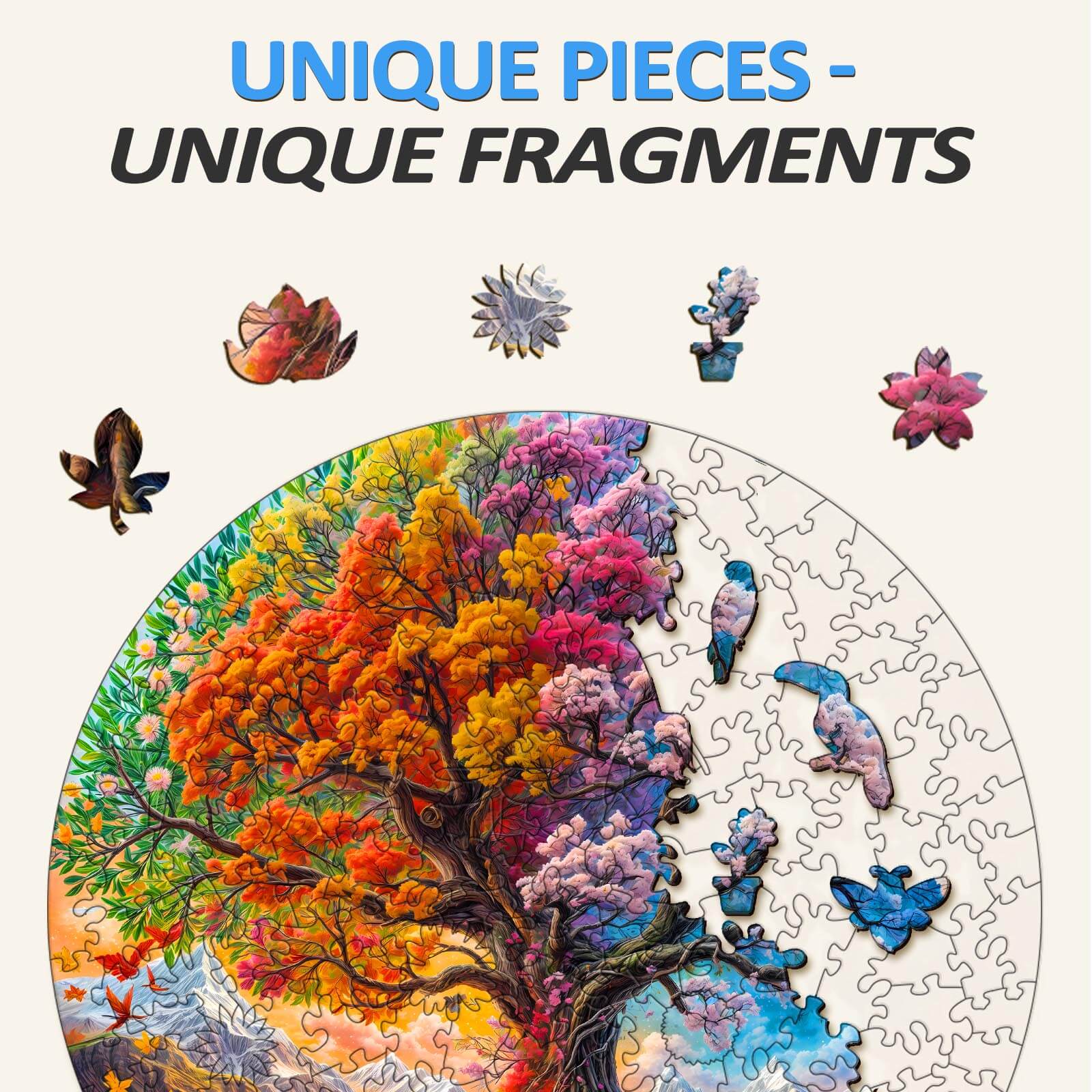 Seasonal Tree of Life-1 Wooden Jigsaw Puzzle - Image 3