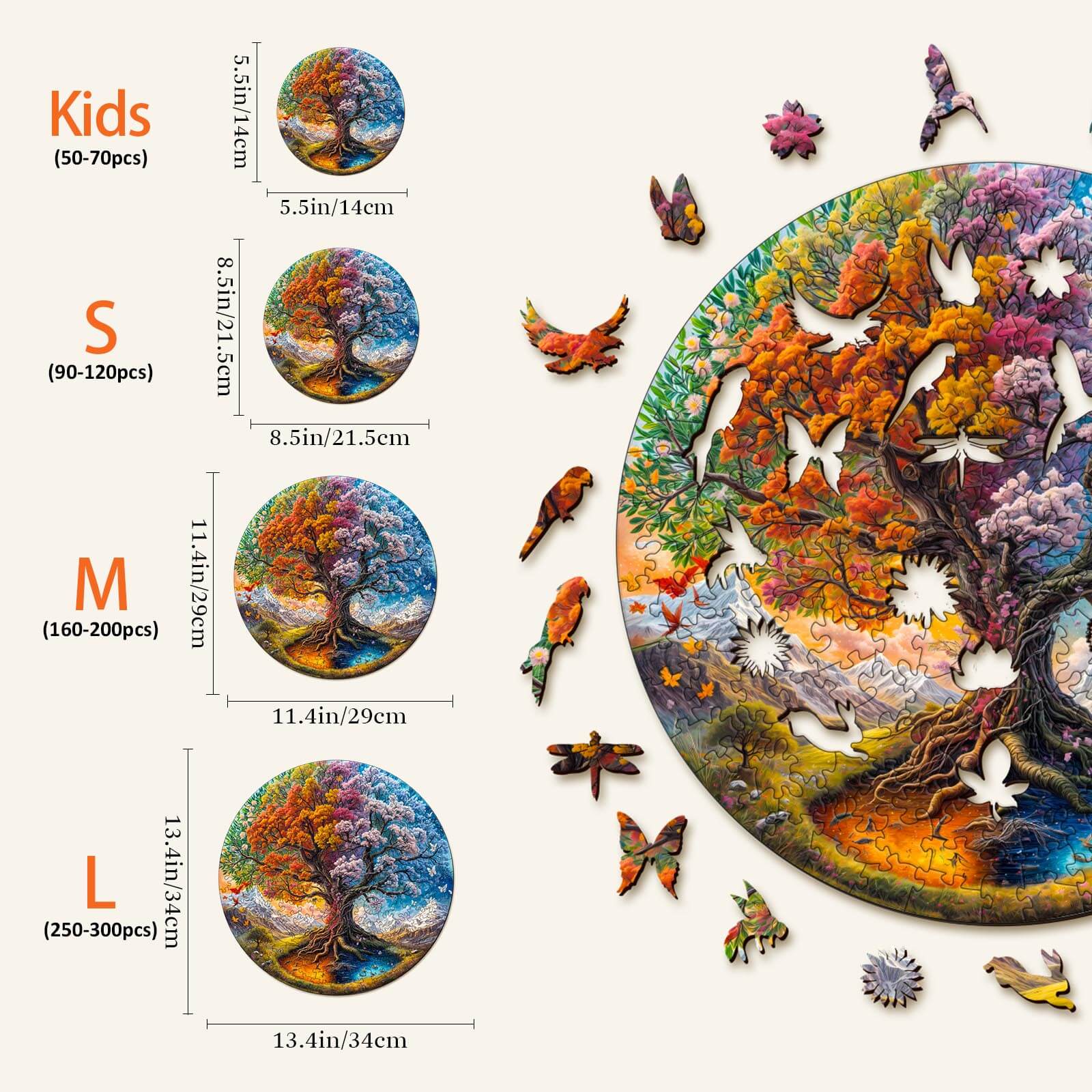 Seasonal Tree of Life-1 Wooden Jigsaw Puzzle - Image 4