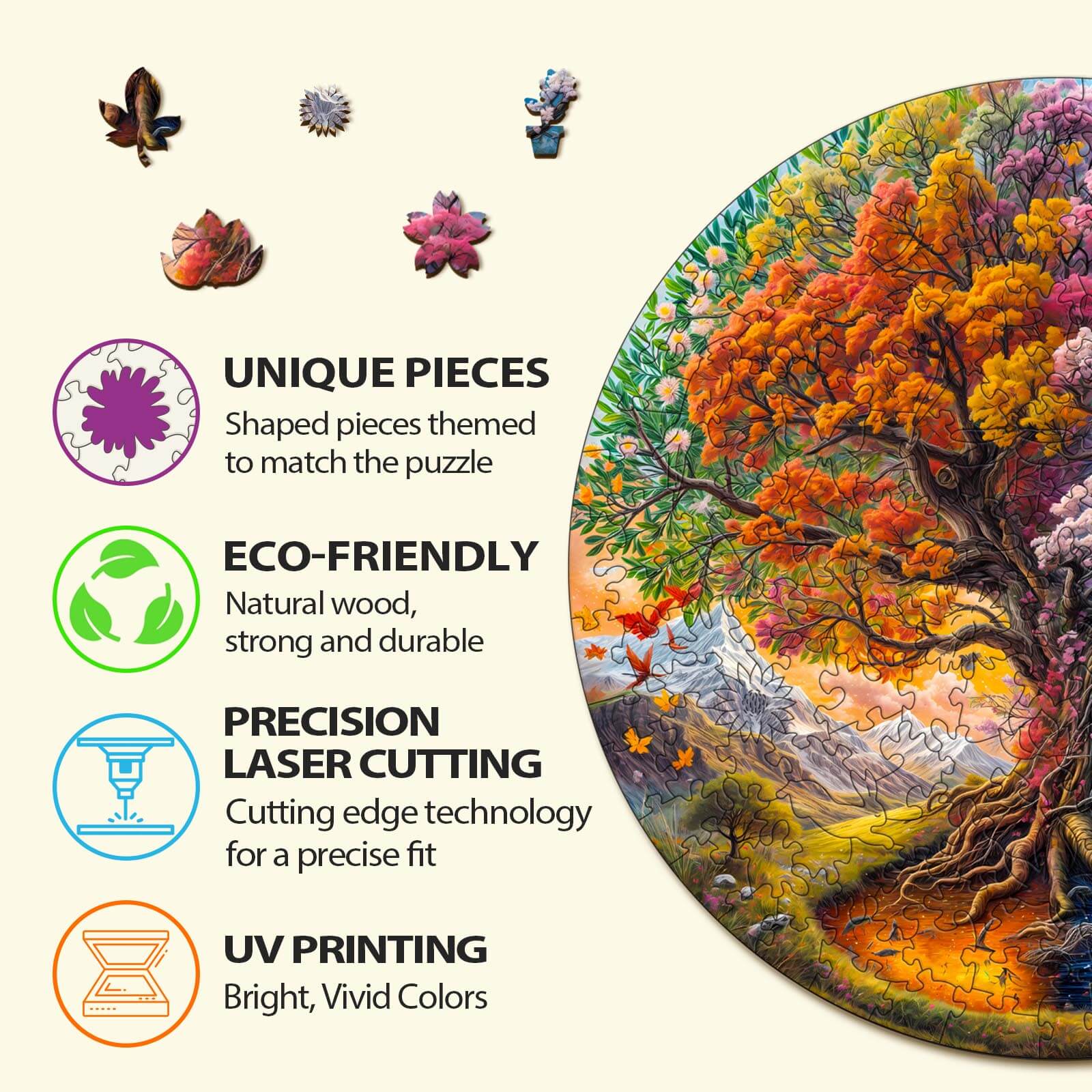 Seasonal Tree of Life-1 Wooden Jigsaw Puzzle - Image 5