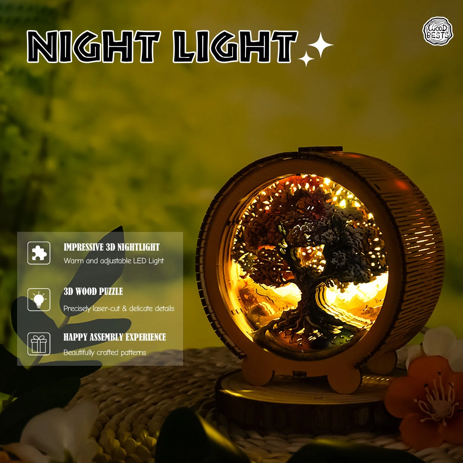 Seasonal Tree of Life Kit - 3D Wooden Puzzle Night Light - Image 7