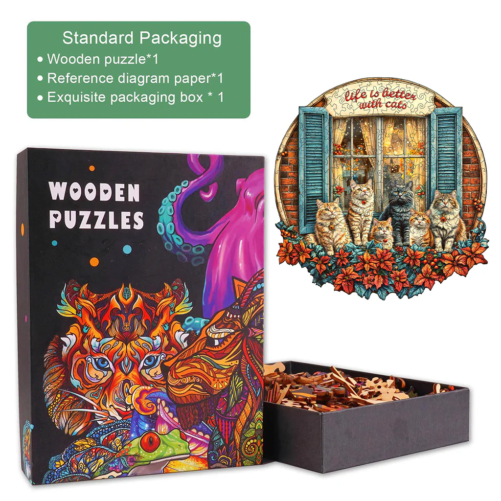 Serenade of Cats Wooden Jigsaw Puzzle - Image 5