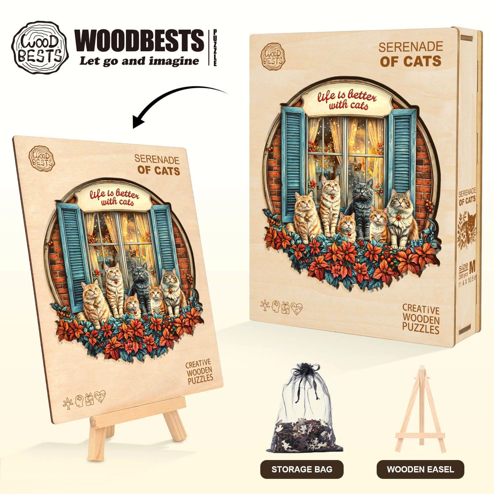 Serenade of Cats Wooden Jigsaw Puzzle - Image 6