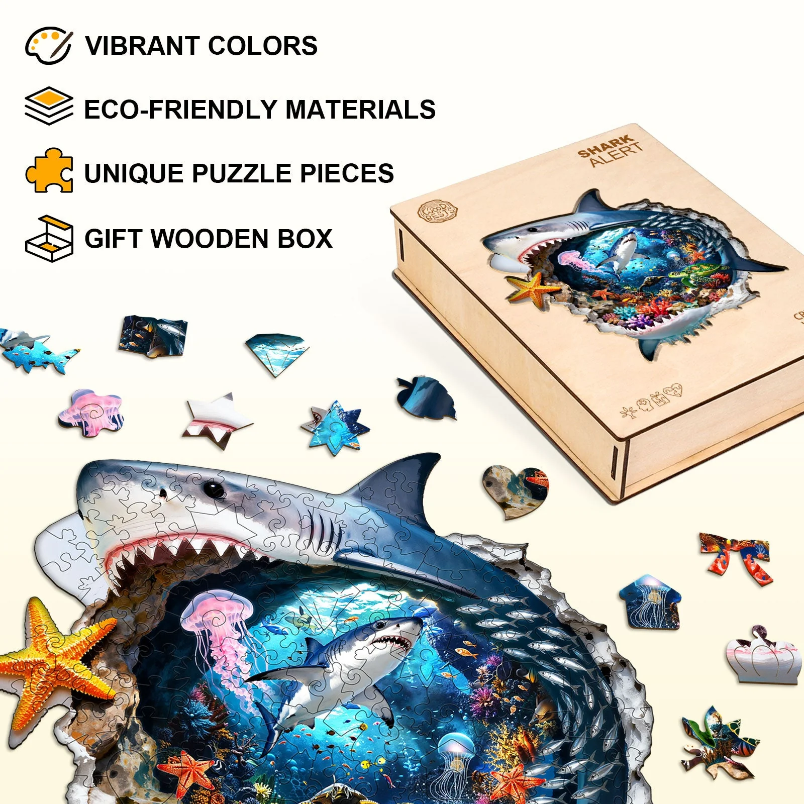 Shark Alert Wooden Jigsaw Puzzle - Image 4