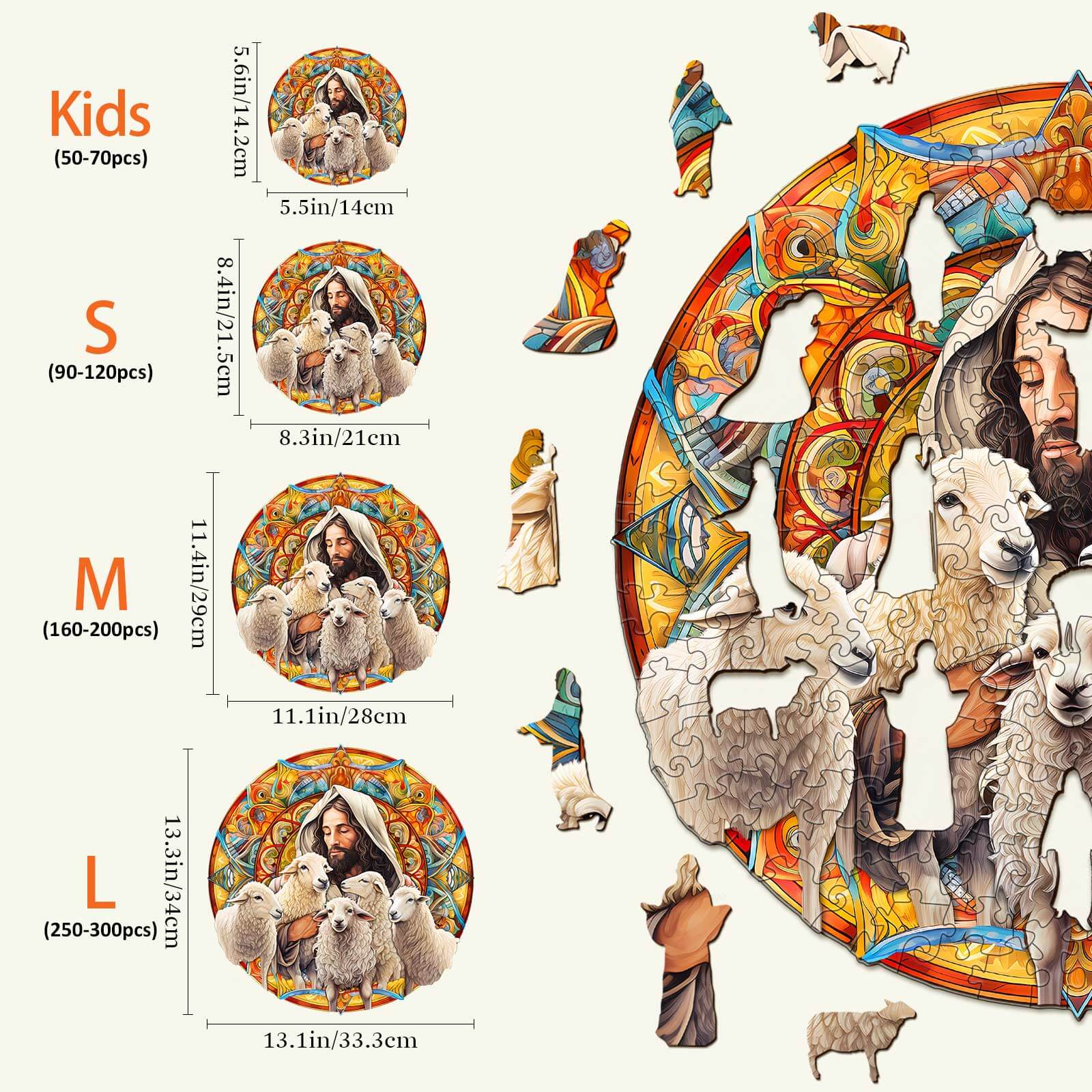 Jesus Shepherd Wooden Jigsaw Puzzle - Image 3