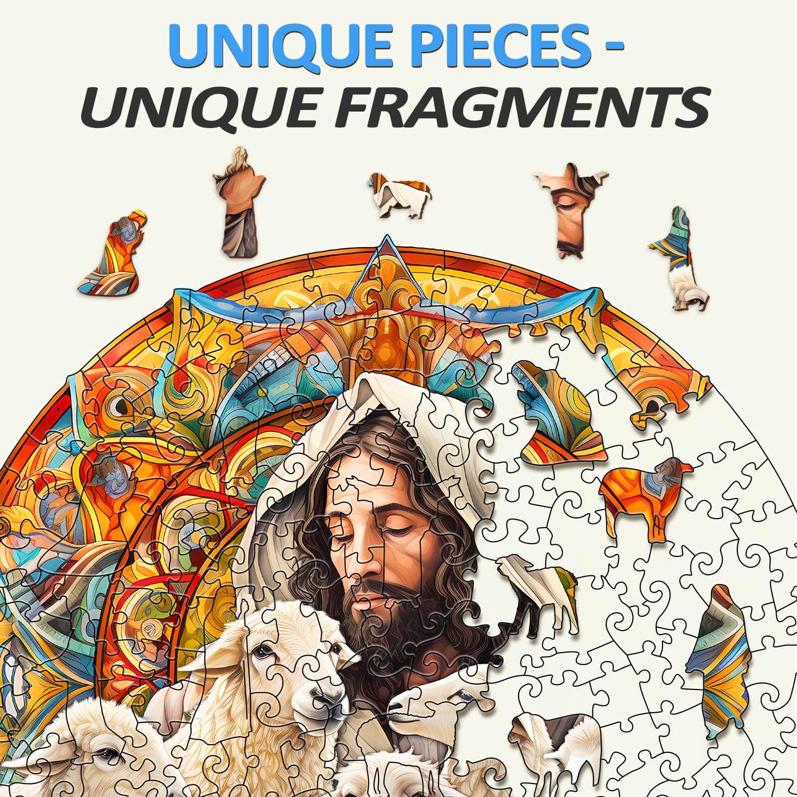 Jesus Shepherd Wooden Jigsaw Puzzle - Image 4