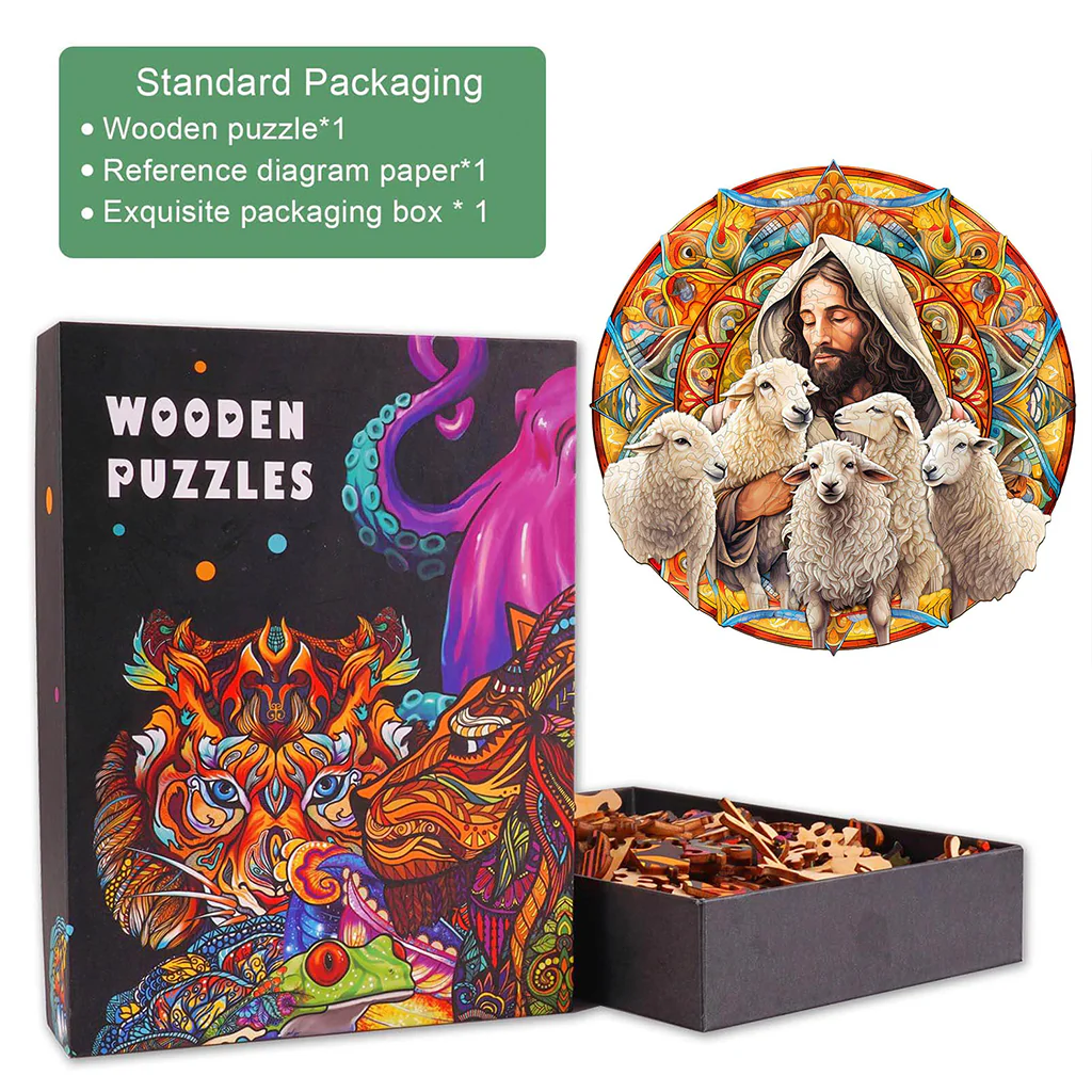 Jesus Shepherd Wooden Jigsaw Puzzle - Image 6