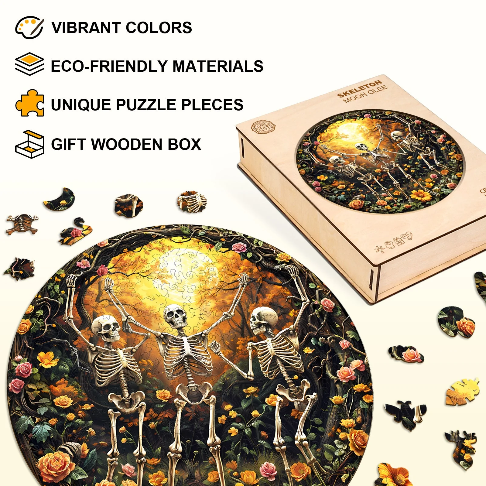 Skeleton Moon Glee Wooden Jigsaw Puzzle - Image 4