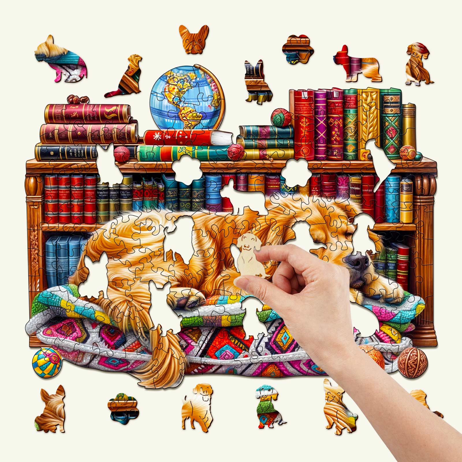 Sleeping Golden Retriever Wooden Jigsaw Puzzle - Image 2