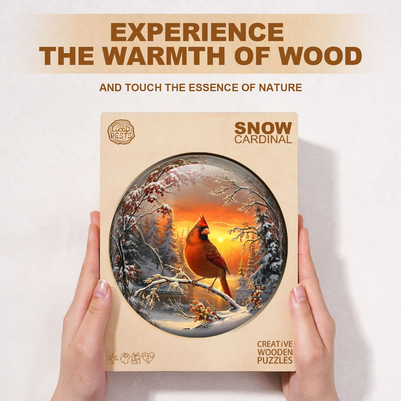 Snow Cardinal Wooden Jigsaw Puzzle - Image 6