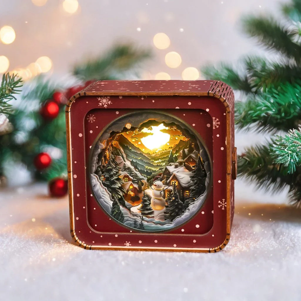 Snow Mountain Hut Kit - 3D Wooden Puzzle Night Light - Image 3