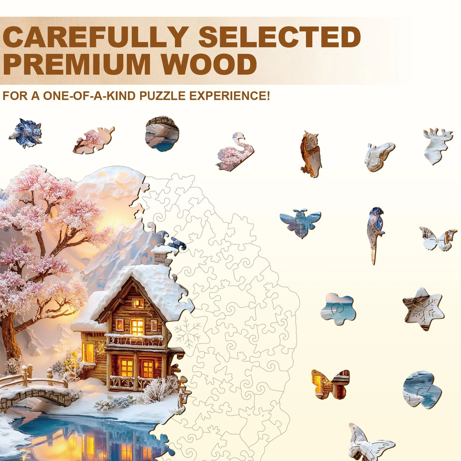 Snow scene on the lake Wooden Jigsaw Puzzle - Image 2