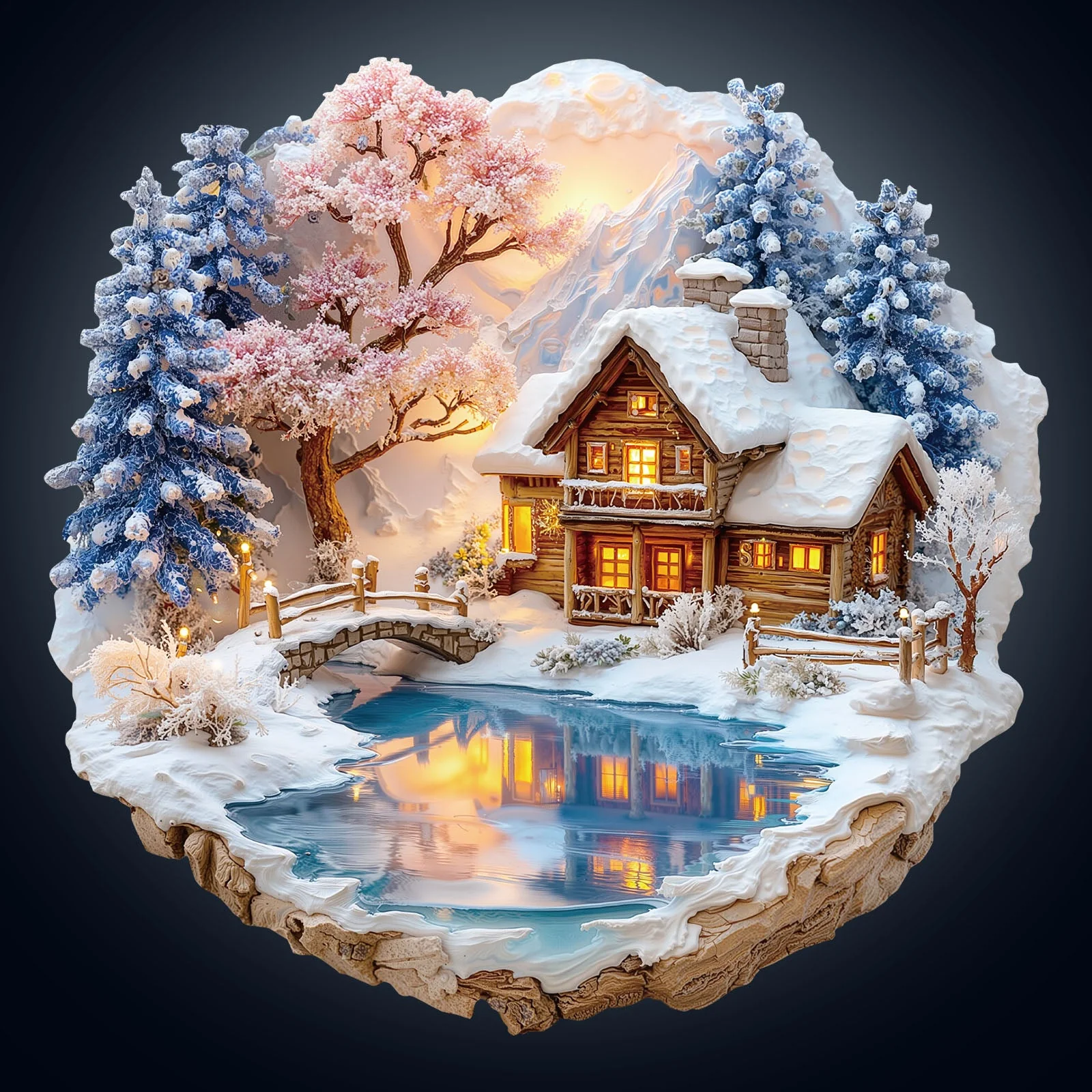 Snow scene on the lake Wooden Jigsaw Puzzle - Image 4