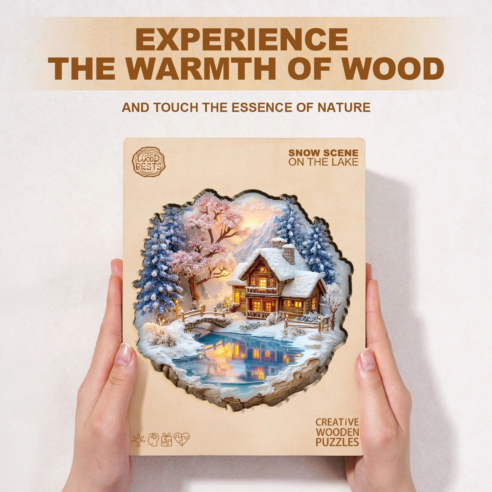 Snow scene on the lake Wooden Jigsaw Puzzle - Image 6