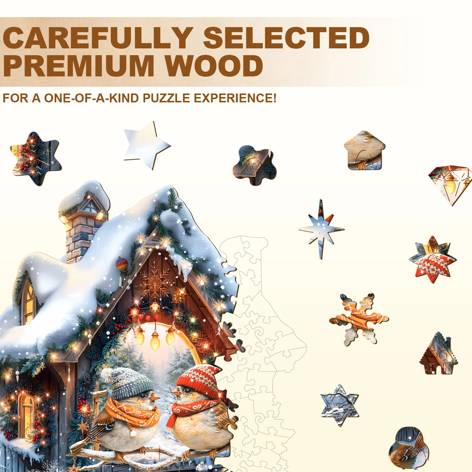 Snowy Harmony Wooden Jigsaw Puzzle - Image 2