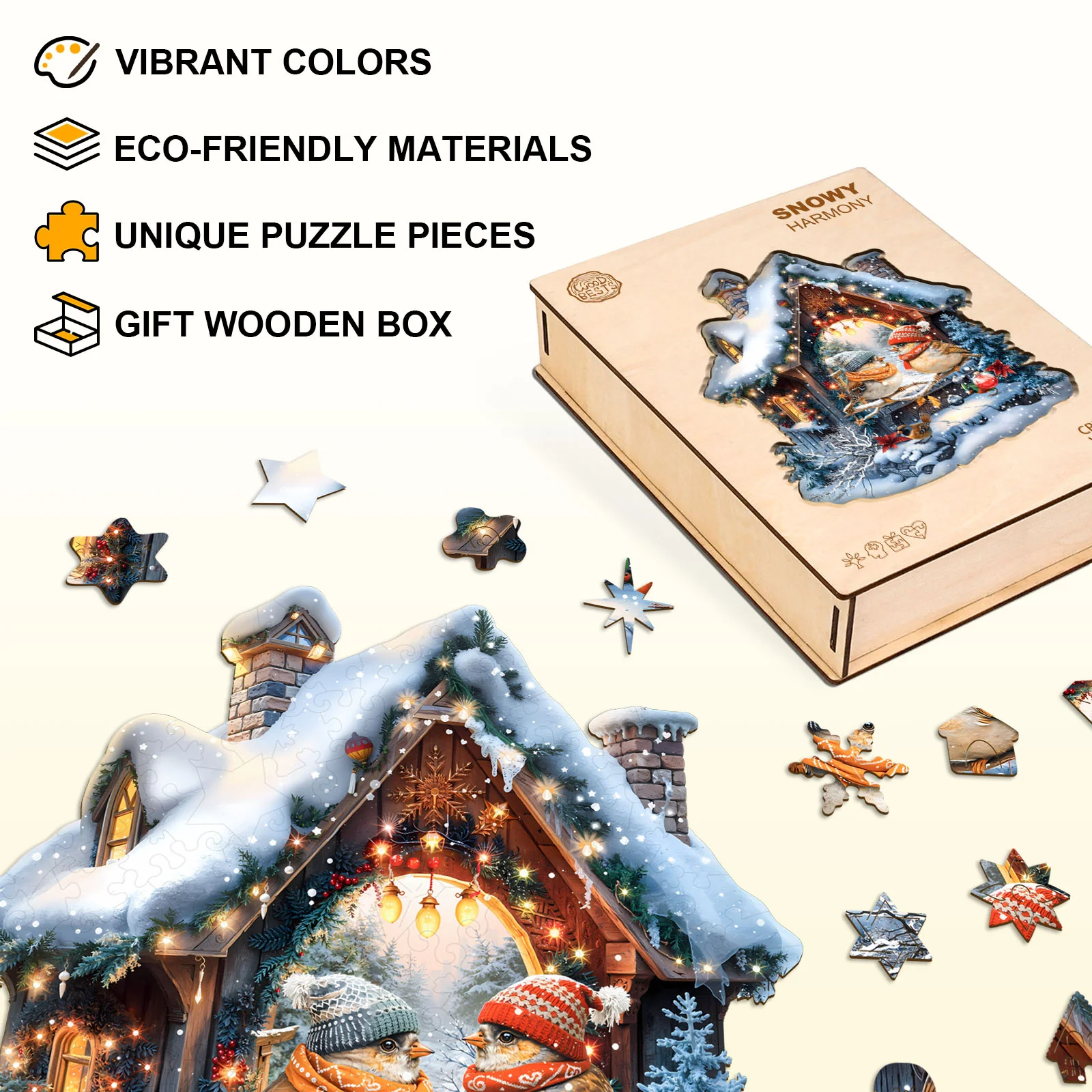 Snowy Harmony Wooden Jigsaw Puzzle - Image 3