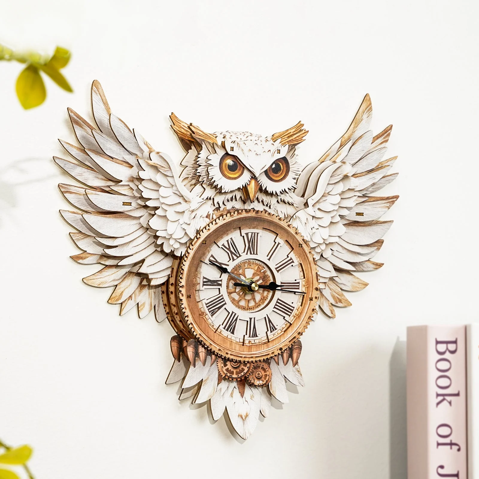 Snowy Owl– DIY Wooden Clock, 3D Puzzle Craft Kit - Image 2