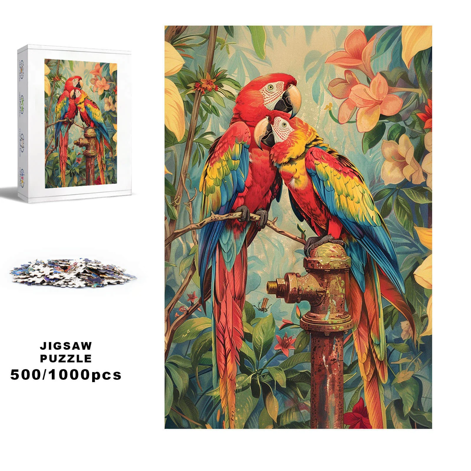 Snuggling Parrot 500 / 1000 Piece Puzzle - Image 2