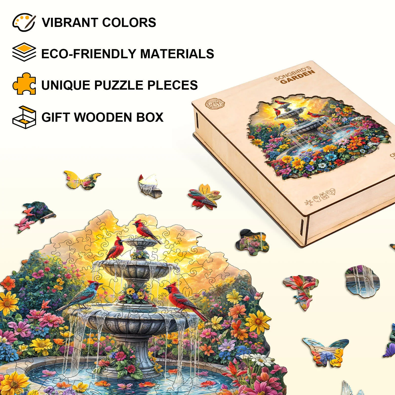Songbird's Garden Wooden Jigsaw Puzzle - Image 4