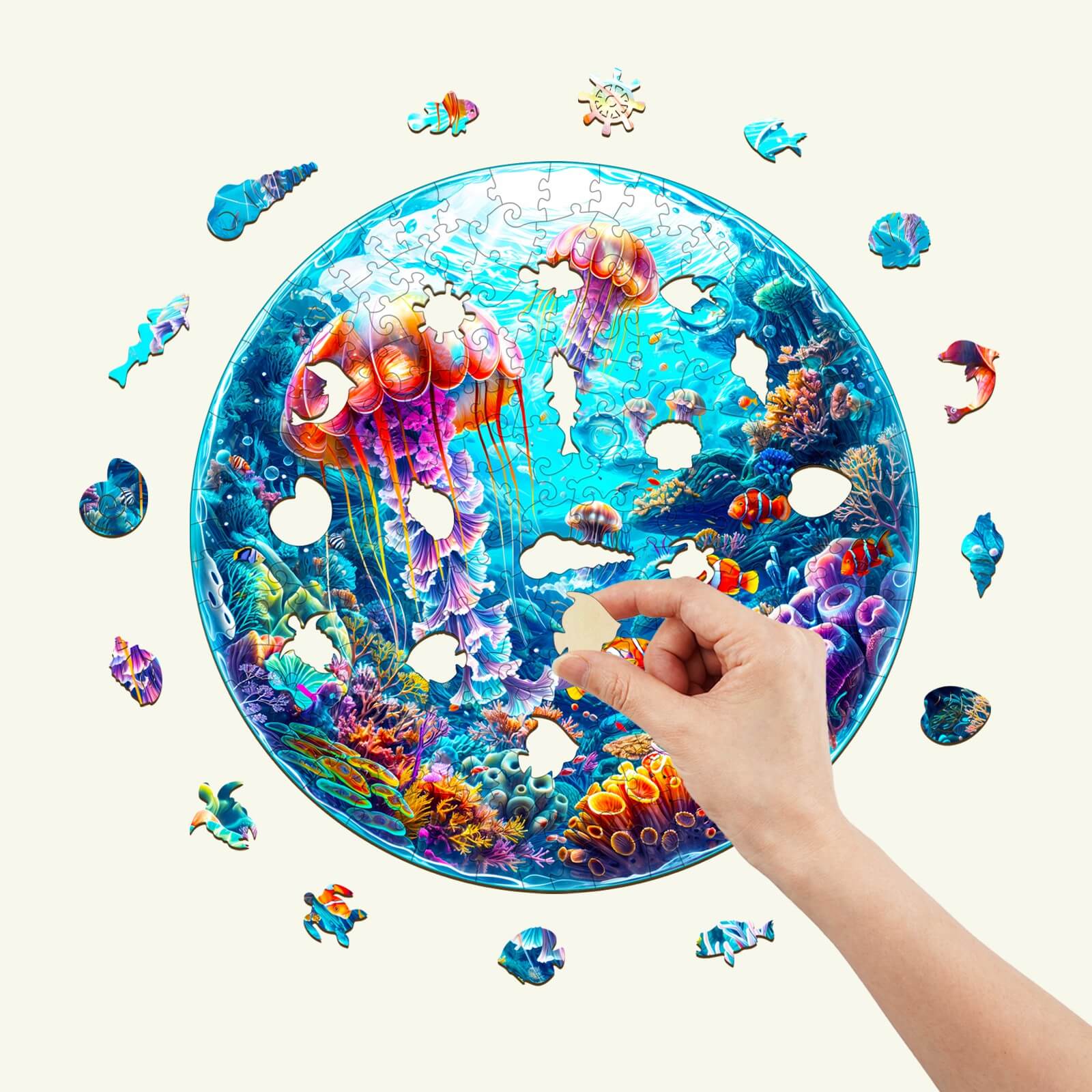 Spherical Ocean Wooden Jigsaw Puzzle - Image 2