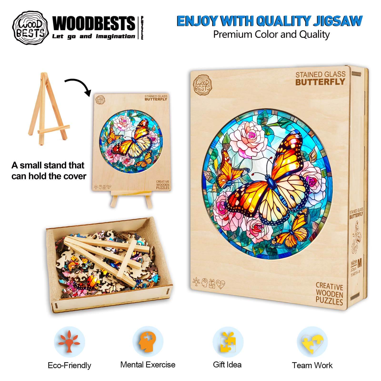 Stained Glass Butterfly Wooden Jigsaw Puzzle - Image 5
