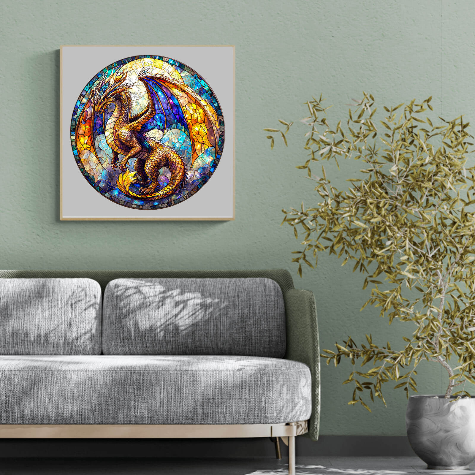 Stained Glass Dragon-2 Wooden Jigsaw Puzzle - Image 8