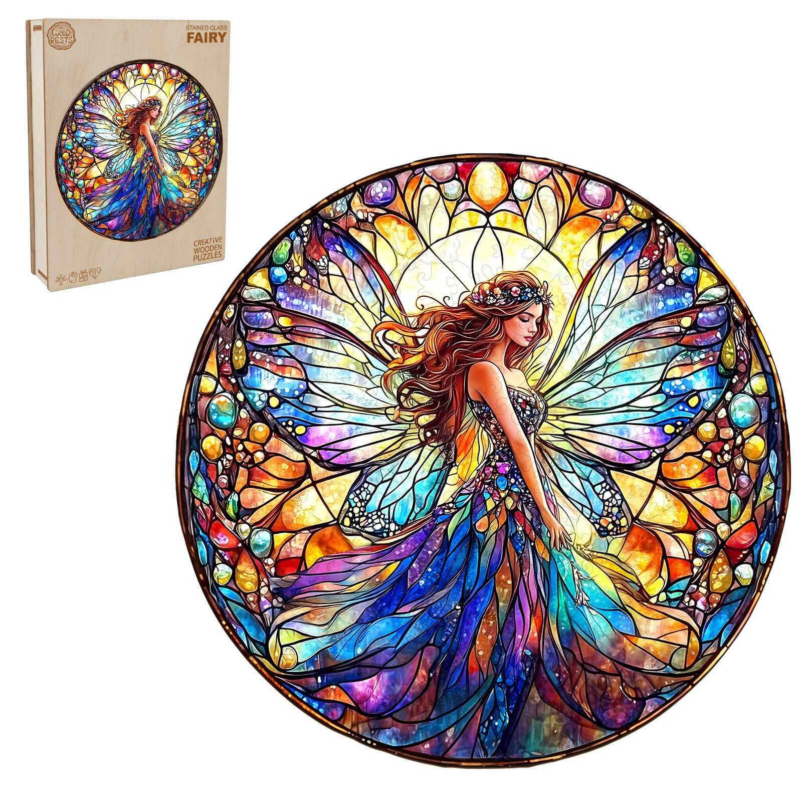 Stained Glass Fairy Wooden Jigsaw Puzzle - Image 3