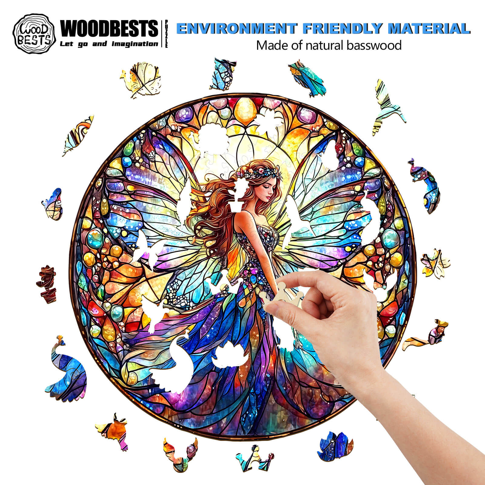 Stained Glass Fairy Wooden Jigsaw Puzzle - Image 4