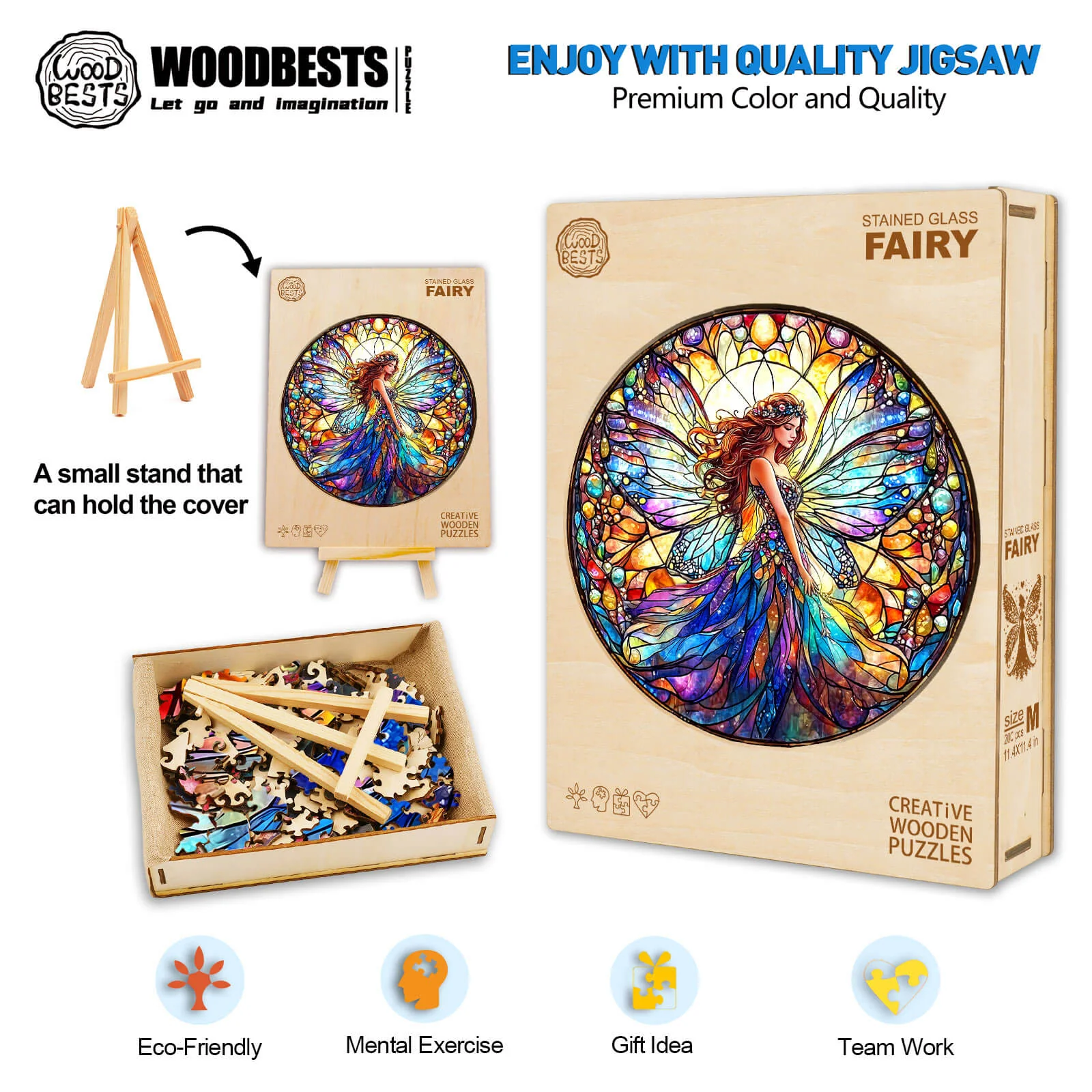 Stained Glass Fairy Wooden Jigsaw Puzzle - Image 6