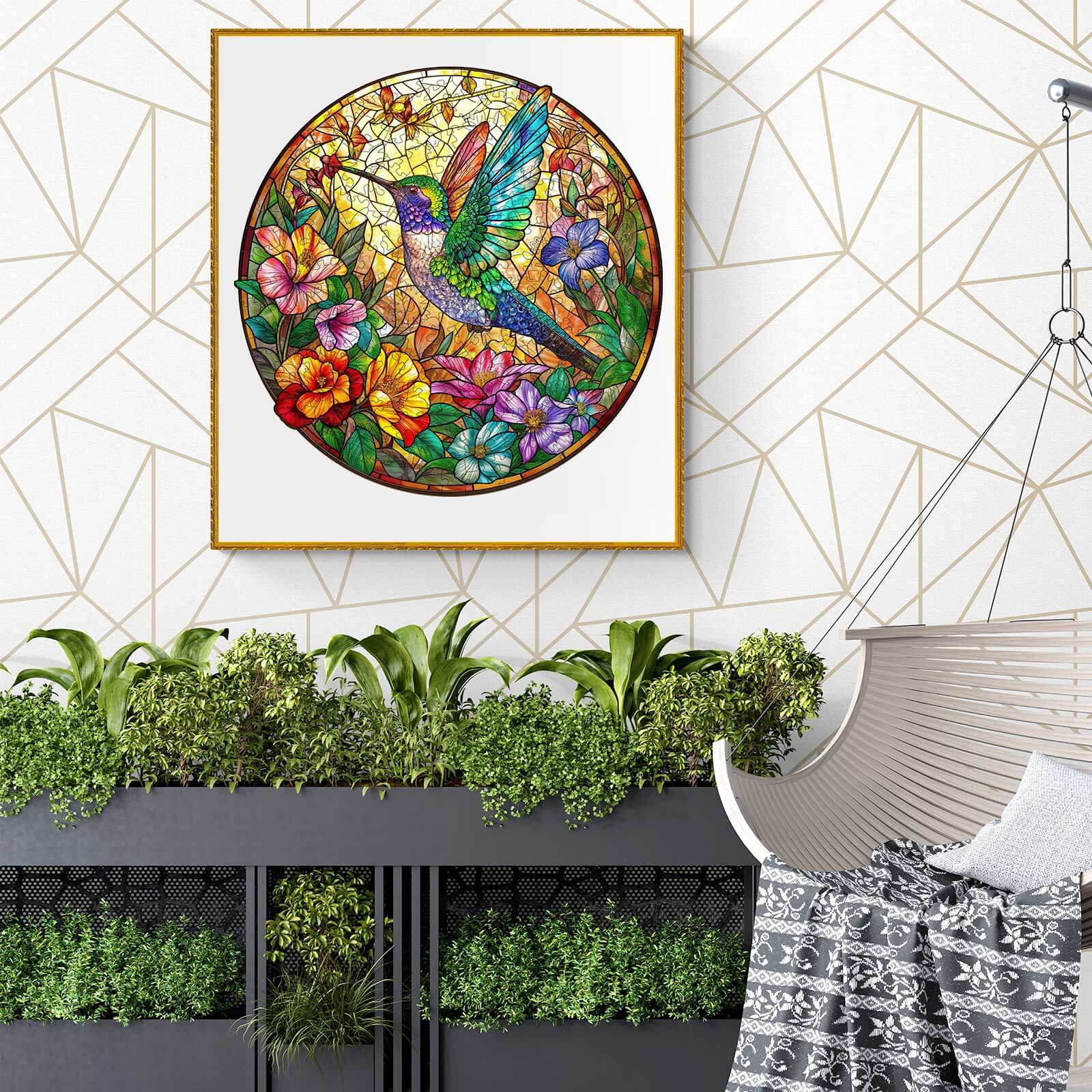 Stained Glass Hummingbird Wooden Jigsaw Puzzle - Image 9