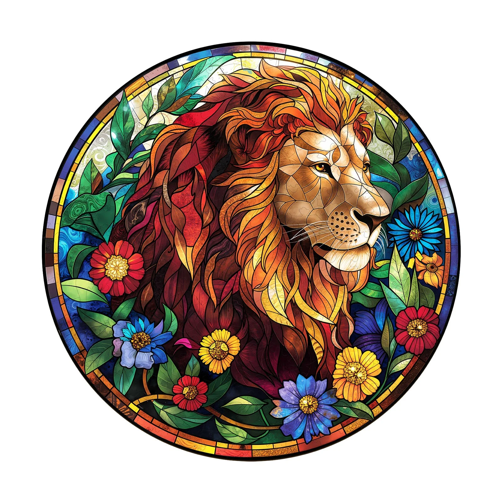 Stained Glass Lion Wooden Jigsaw Puzzle