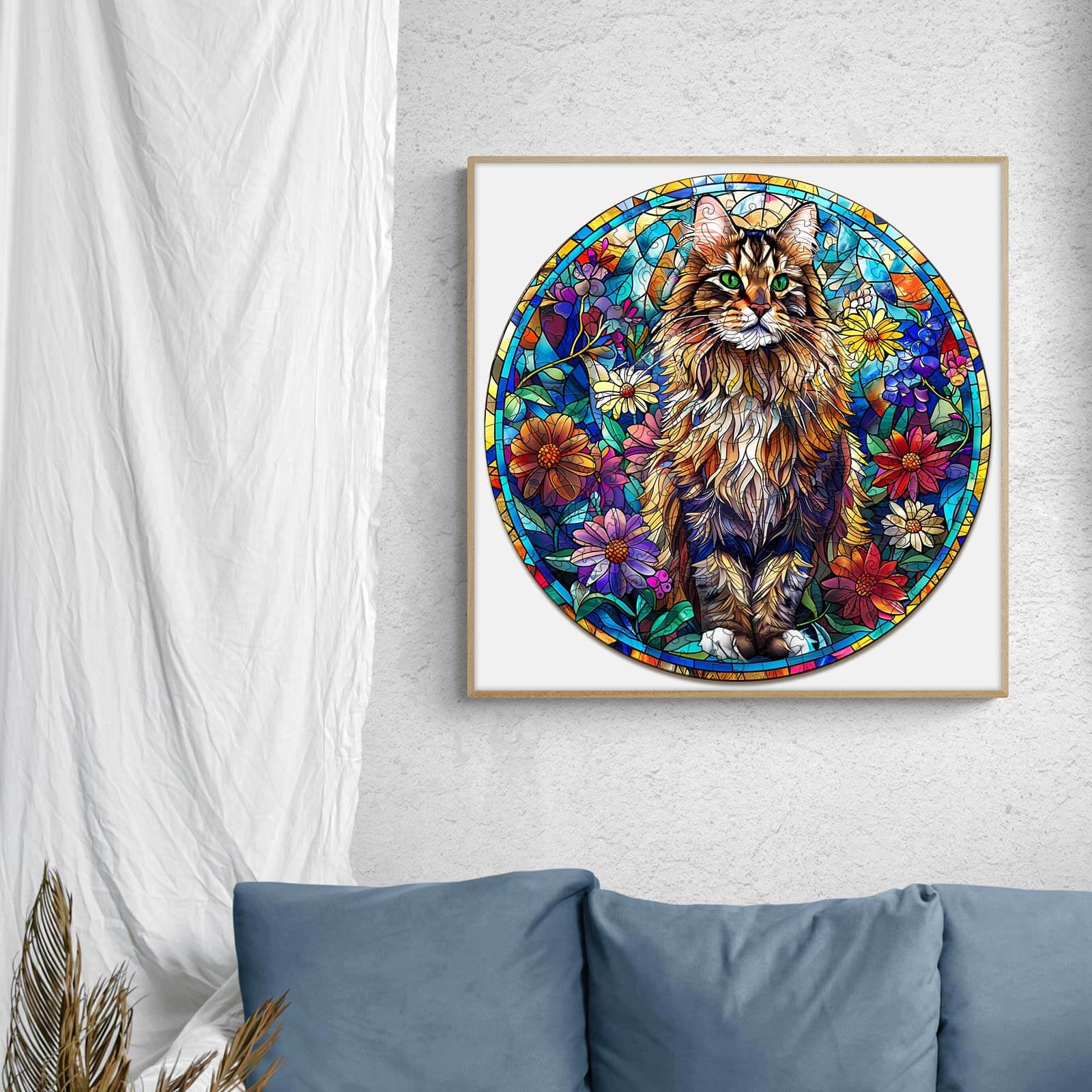Stained Glass Maine Coon Wooden Jigsaw Puzzle - Image 10