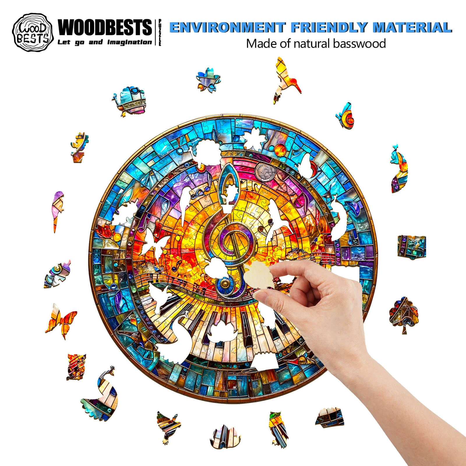 Stained Glass Music Wooden Jigsaw Puzzle - Image 4