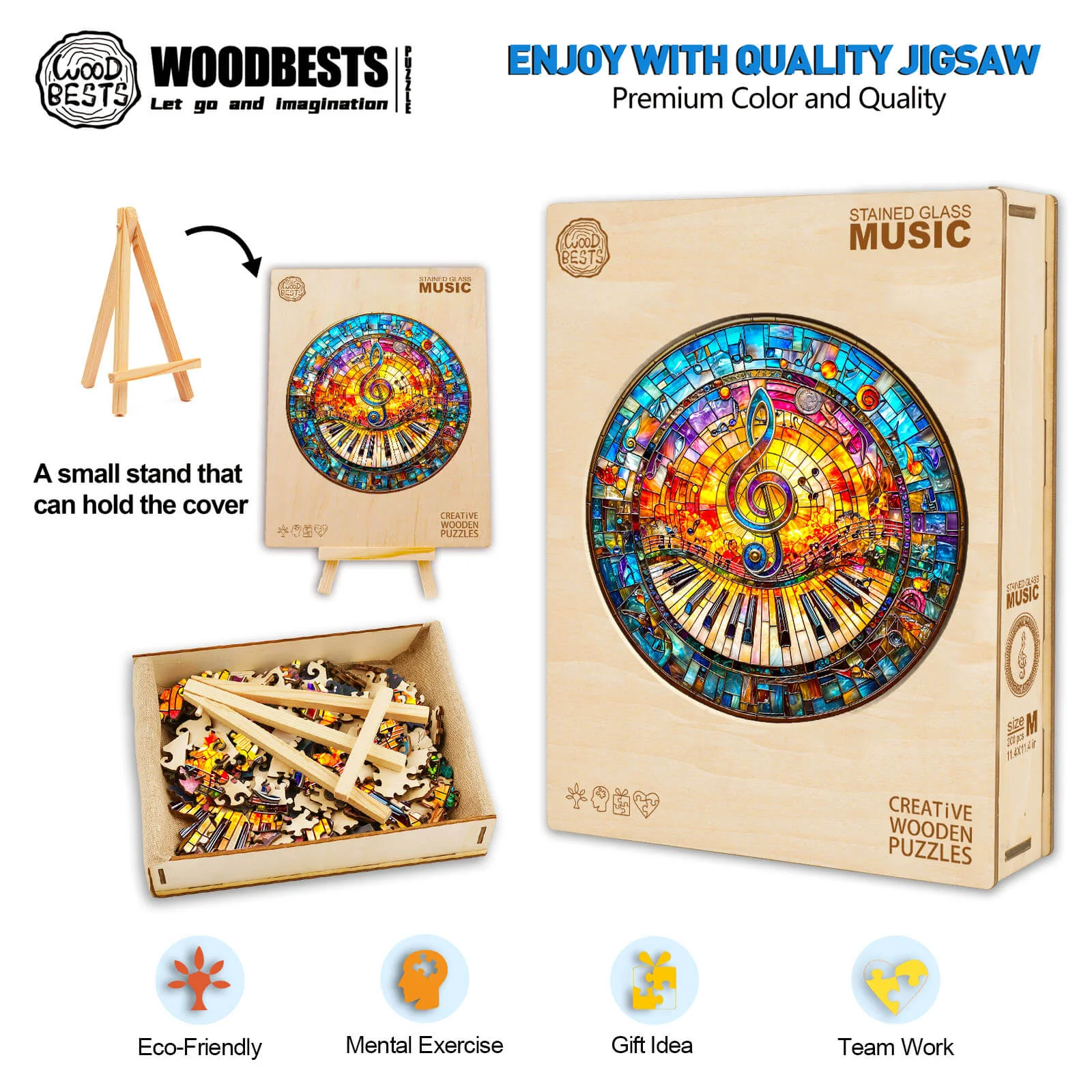 Stained Glass Music Wooden Jigsaw Puzzle - Image 6