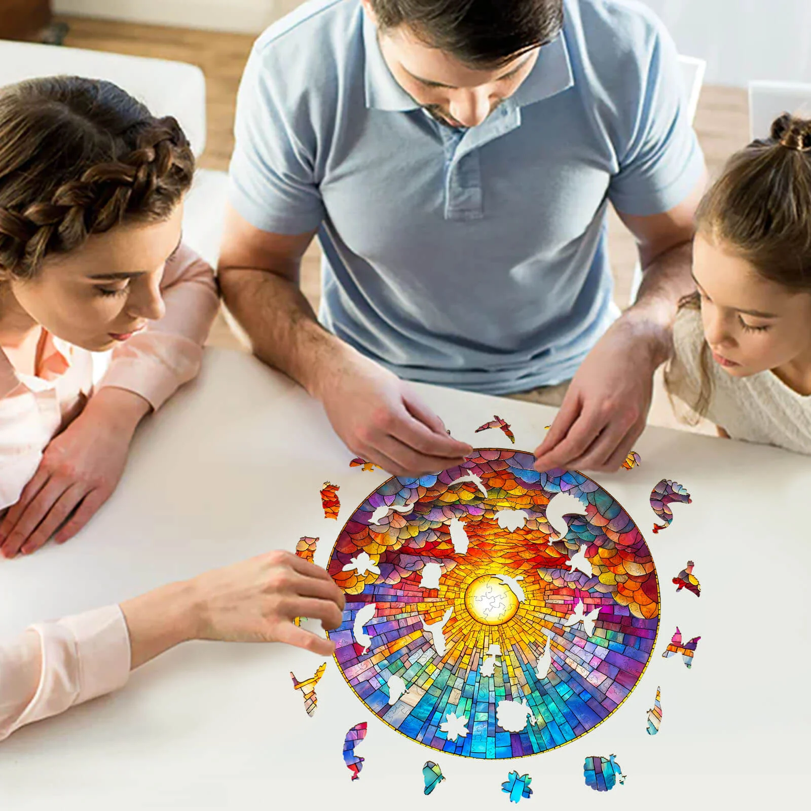 Stained Glass Rainbow Wooden Jigsaw Puzzle - Image 7