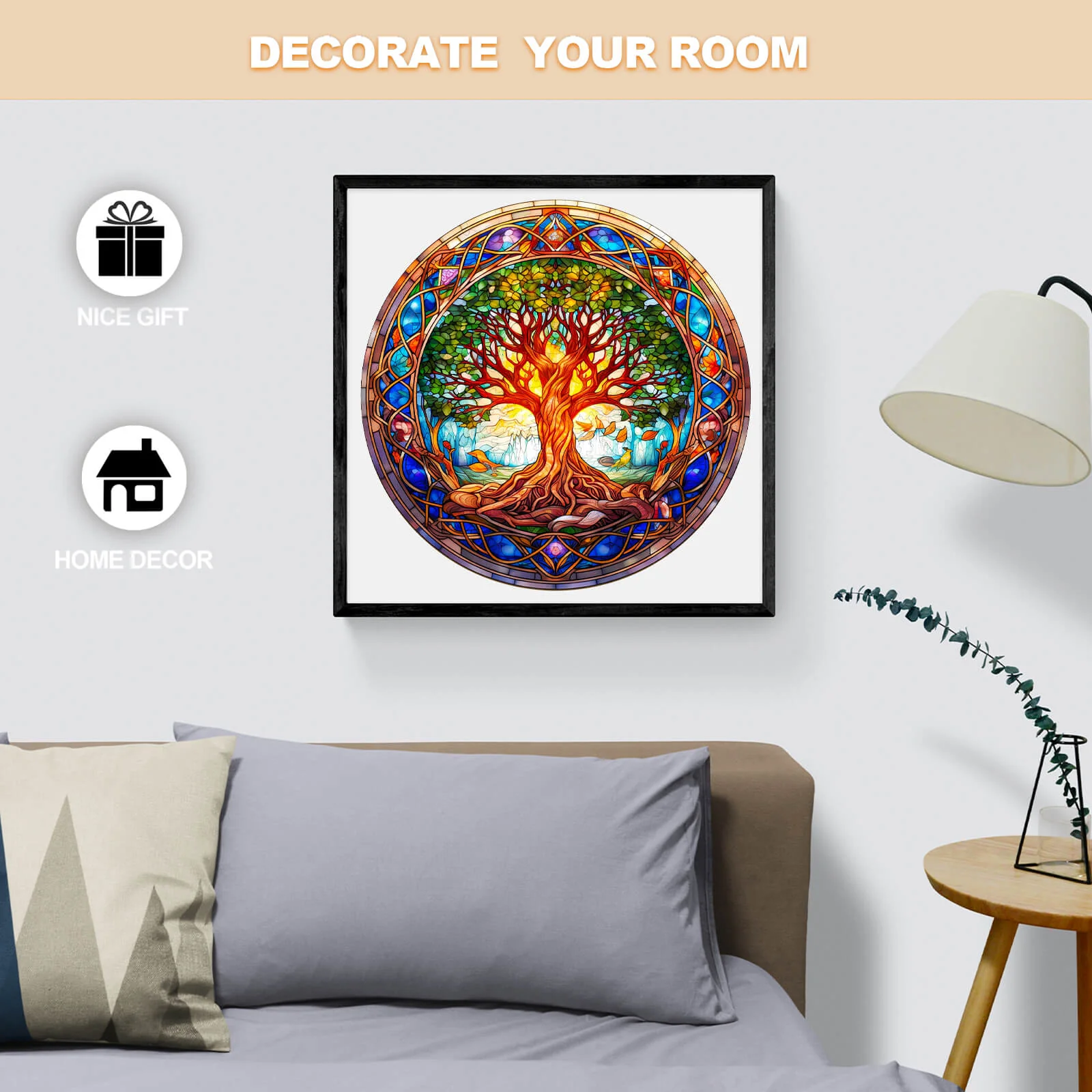 Stained Glass Tree of Life Wooden Jigsaw Puzzle - Image 6